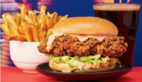 Aone Chicken Burger Meal for 1 (HALAL) - Crunchy triple breaded fried premium chicken burger with side and drink